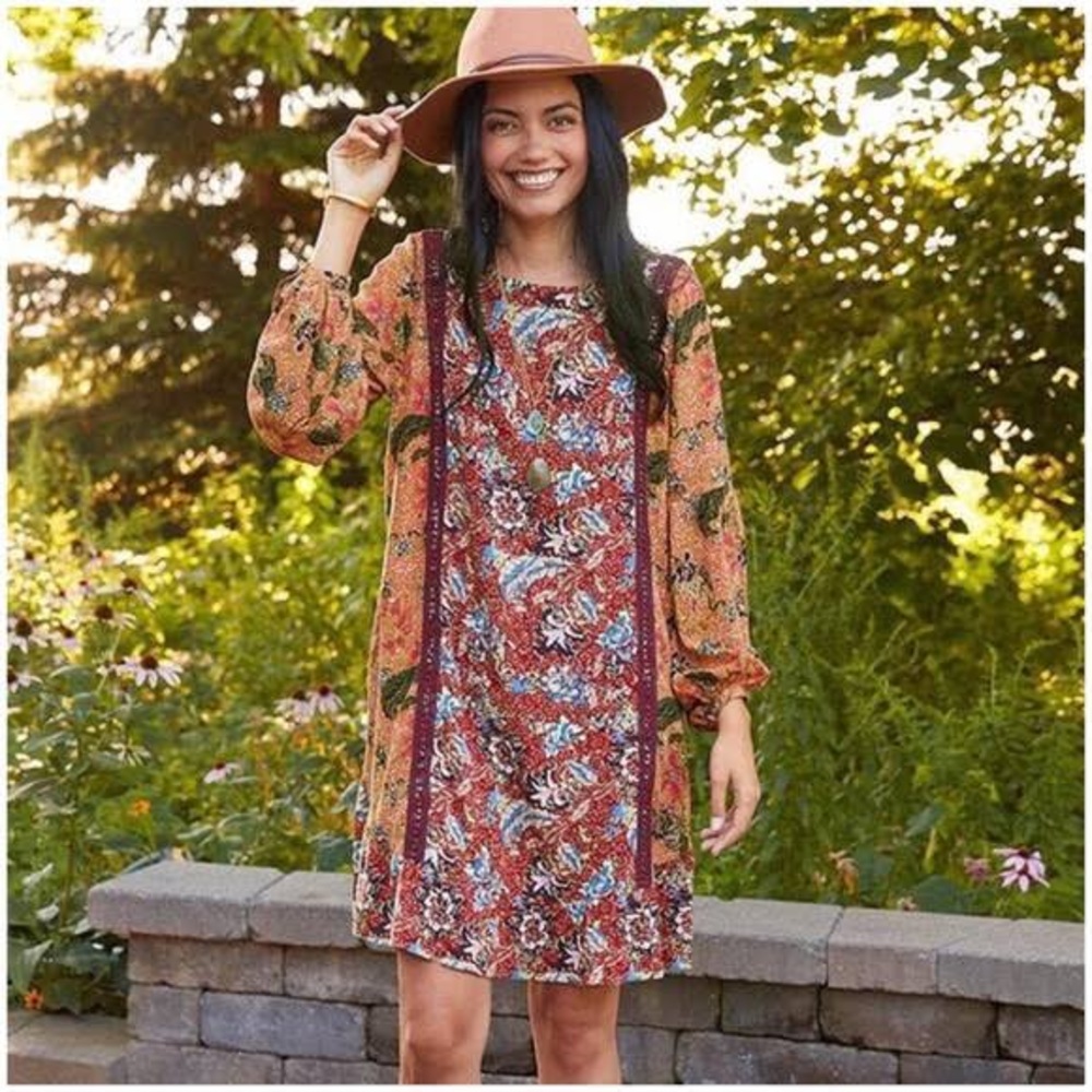 Matilda Jane Floral Mini Dress - Orange and Red